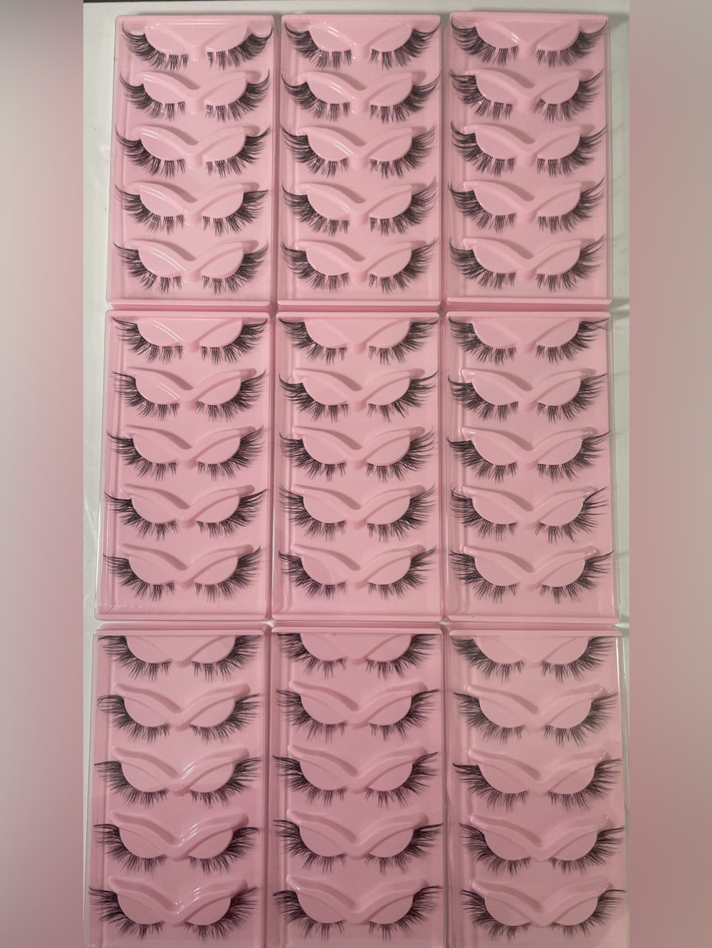 9 Pack - 45 Pairs - False Eyelashes Set - Black Wispy Lashes